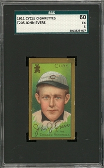 1911 T205 Gold Border John Evers, "Cycle" Back – SGC 60 EX 5 "1 of 1!"
